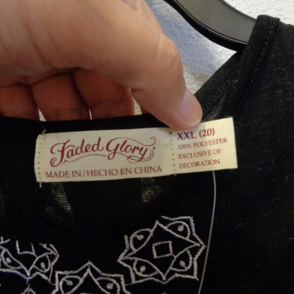 Faded Glory Women's Peasant Black Polyester Tank Top Plus Size XXL NWT - Picture 6 of 10